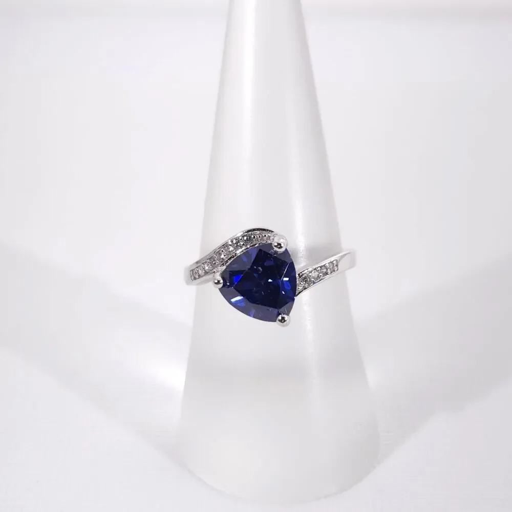 Tanzanite 3.4 Carats Ring Sterling Silver Size 7.75